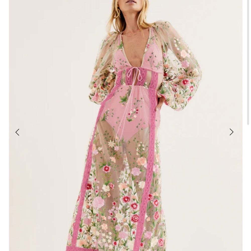For Love And Lemons Pink Floral Maxi Dress